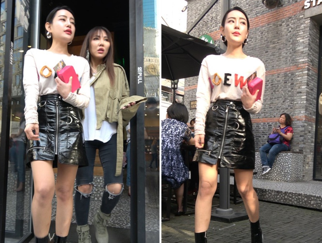 4k-蕾丝镂空吊带装紧身裤街拍美女 [1.32 GB]