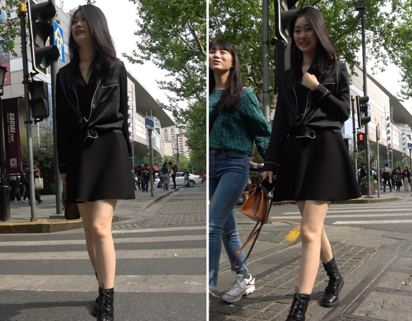 4k-黑色连衣裙漂亮美女街拍美腿 [1.54 GB]