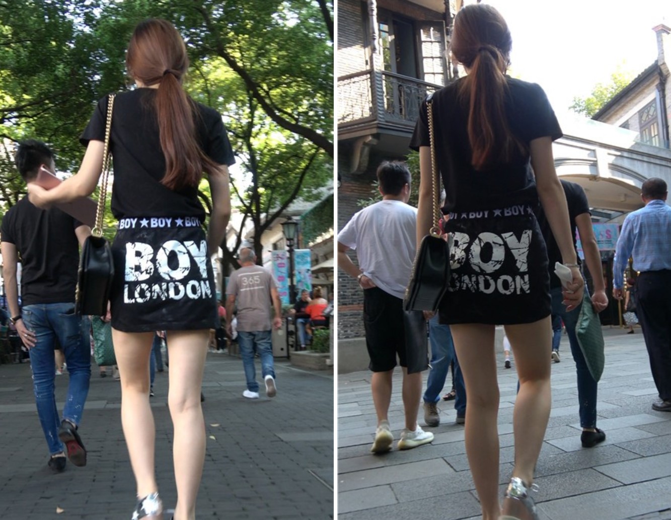 4k-天生丽质甜美黑色T恤短裙街拍美女 [1.10 GB]