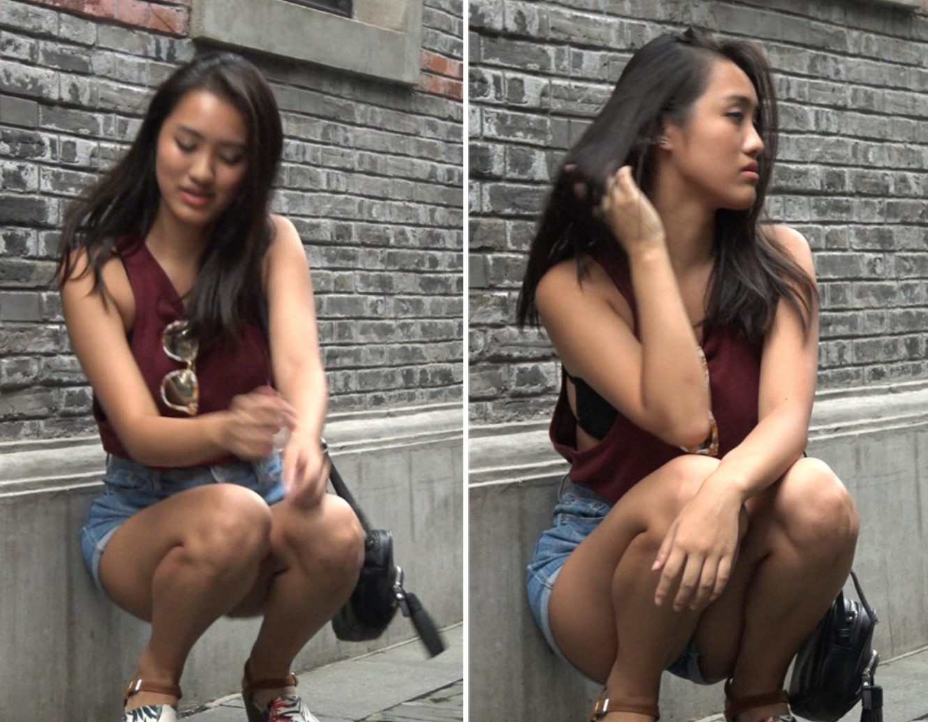 4k-高腰牛仔热裤翘臀背心街拍美女第二季 [1.87 GB]