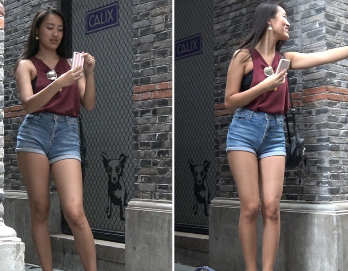 4k-高腰牛仔热裤翘臀背心街拍美女第二季 [1.87 GB]