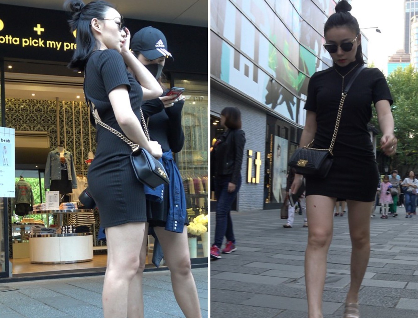 4k-黑色包臀裙墨镜高跟鞋性感街拍美女 [2.02 GB]