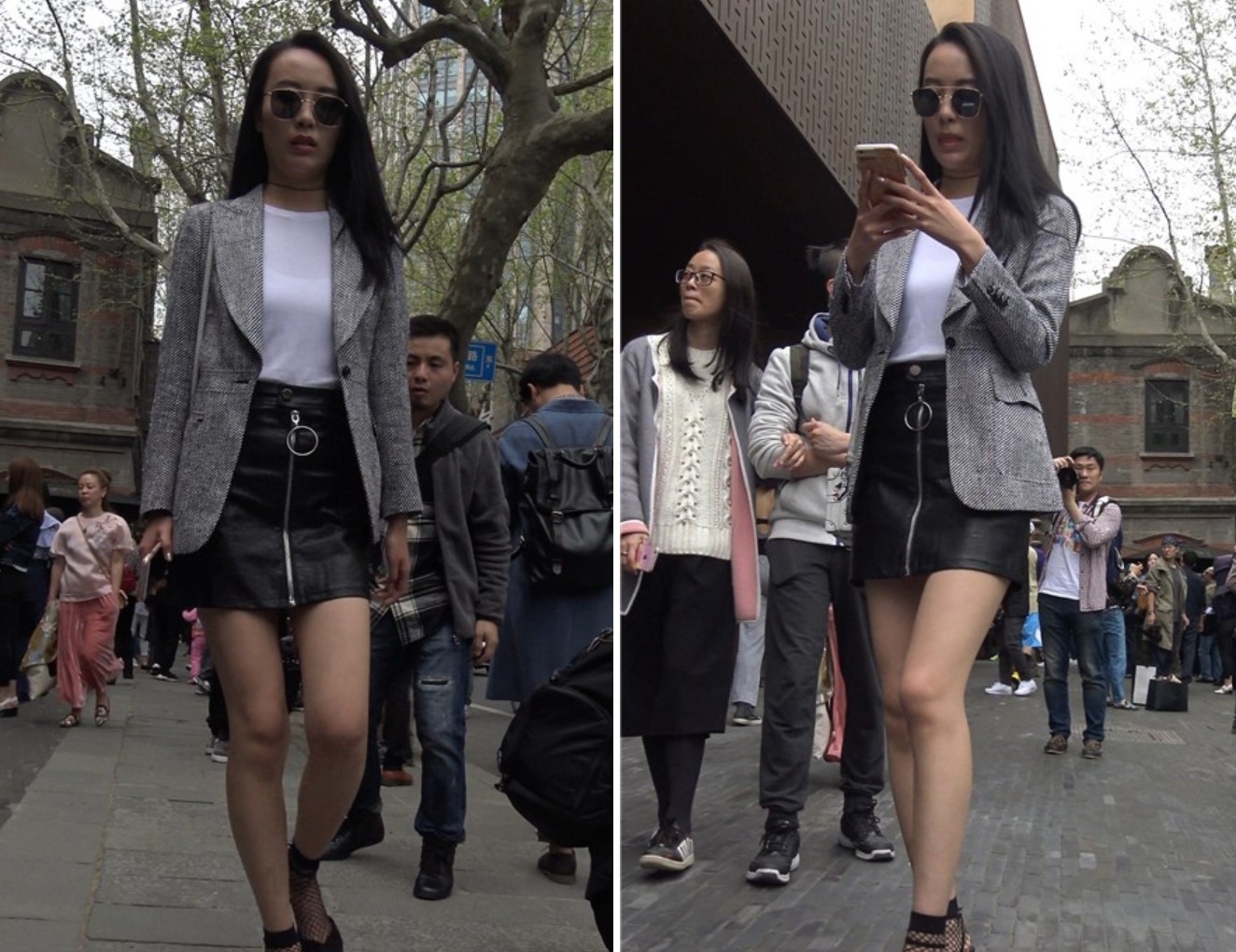 4k-皮裙黑色高跟鞋美腿街拍美女 [1.08 GB]