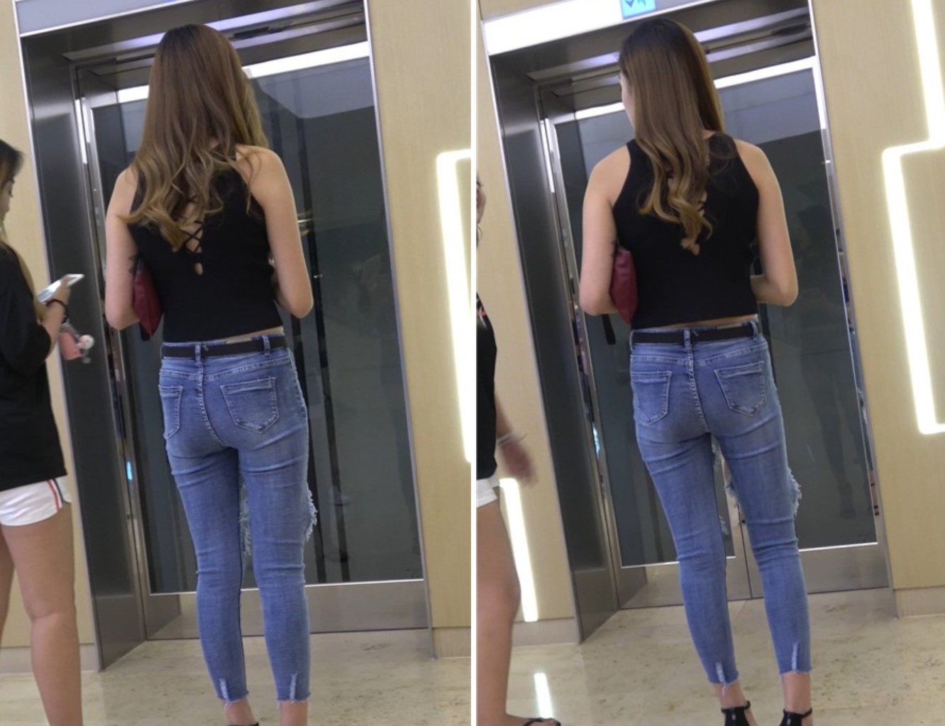 4k-极度紧绷蓝牛高挑好身材街拍美女 [828 MB]