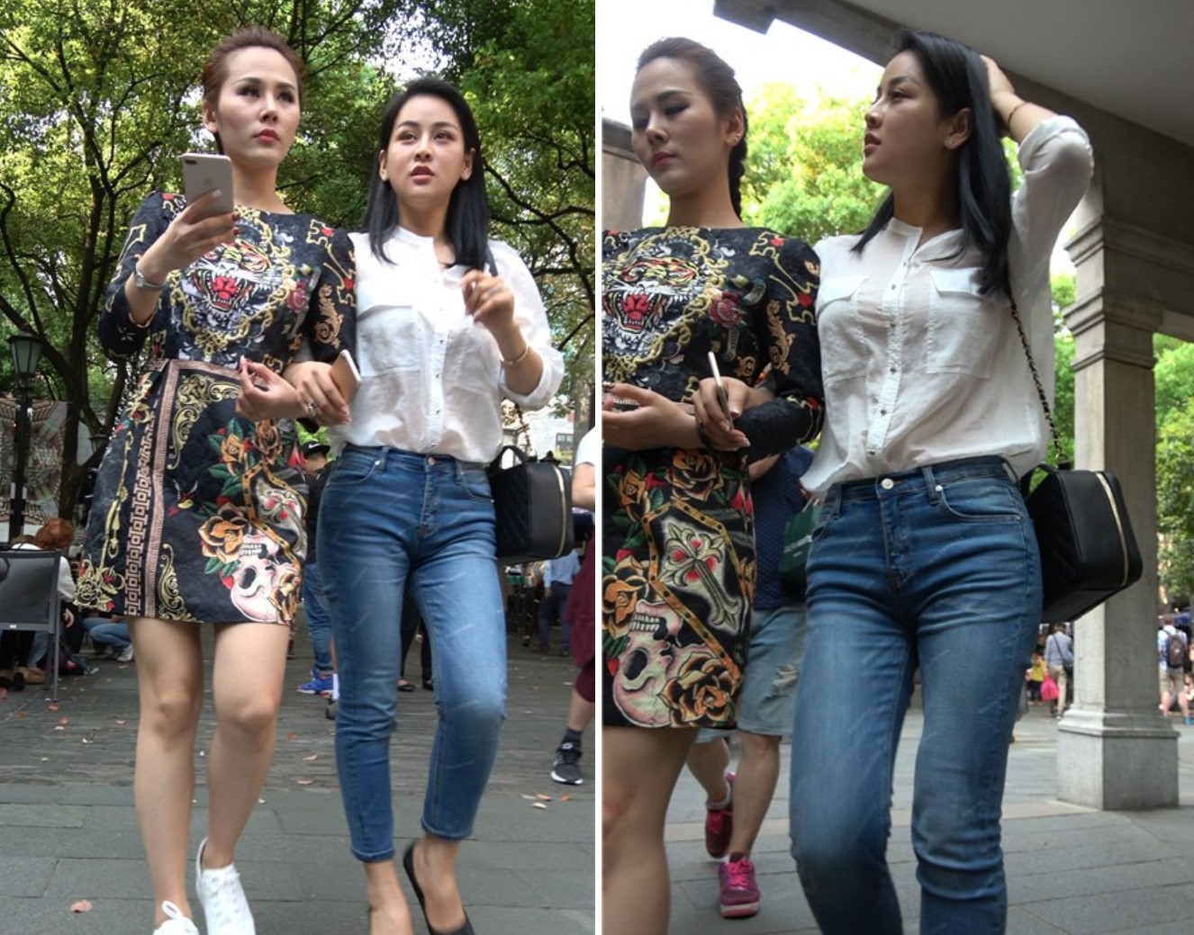 4k-超性感白衬衫紧身牛仔裤街拍女神姐姐 [1.58 GB]