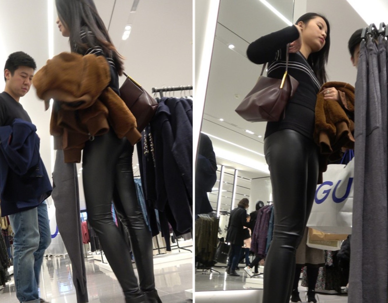 4k-紧身皮裤苗条身材街拍美女逛服装店第二集 [2.19 GB]