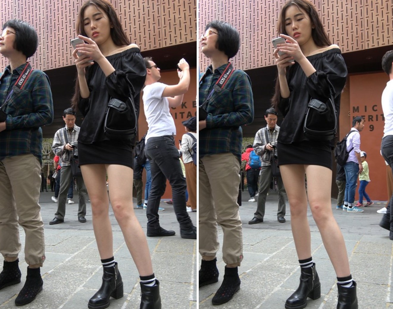 4k-黑色包臀短裙街拍美腿气质美女 [708 MB]