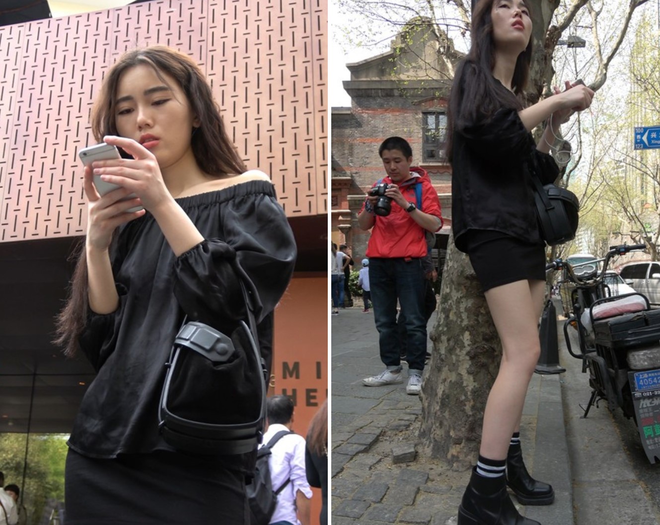 4k-黑色包臀短裙街拍美腿气质美女 [708 MB]