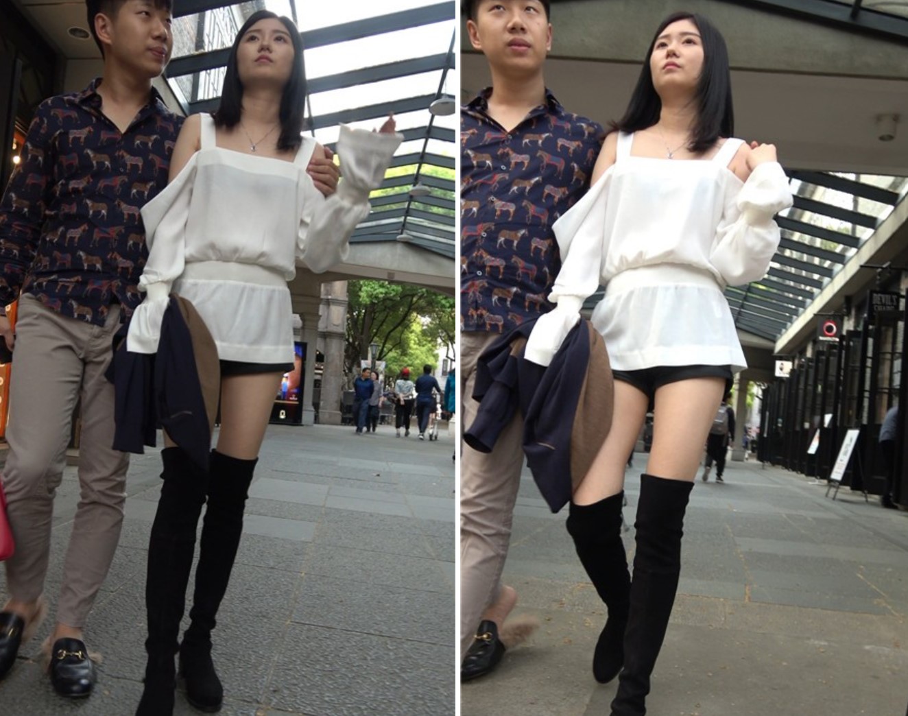 4k-白色雪纺衫街拍热裤美腿性感大美女 [1.86 GB]