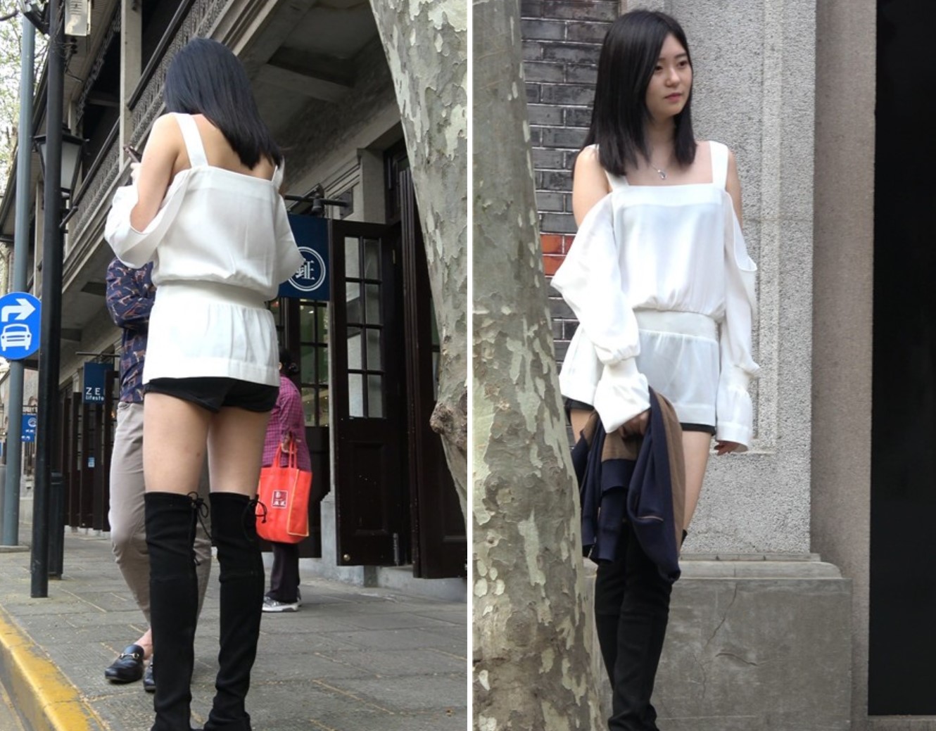 4k-白色雪纺衫街拍热裤美腿性感大美女 [1.86 GB]