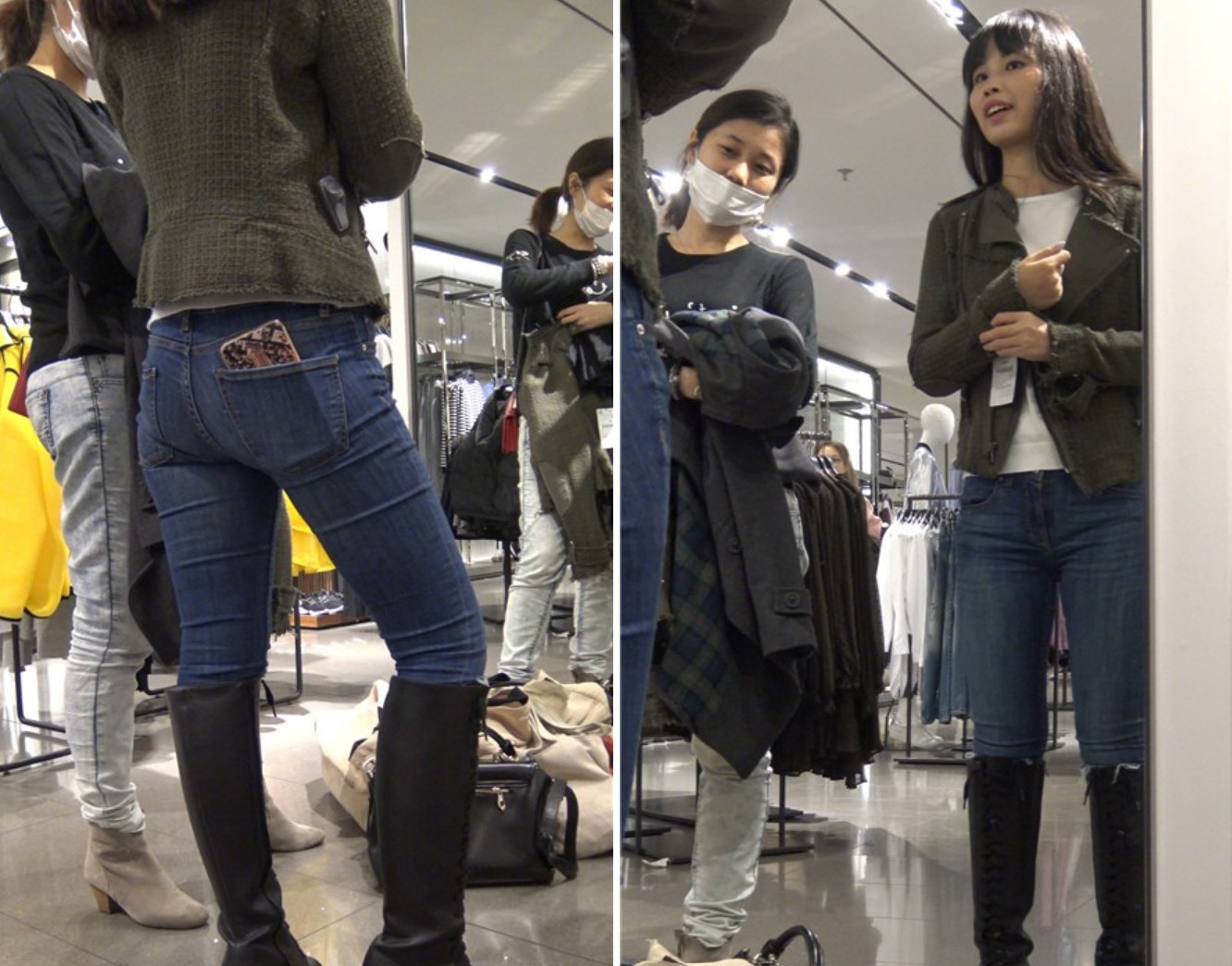 4k-服装店试衣服的紧身蓝牛街拍美女姐姐 [985 MB]