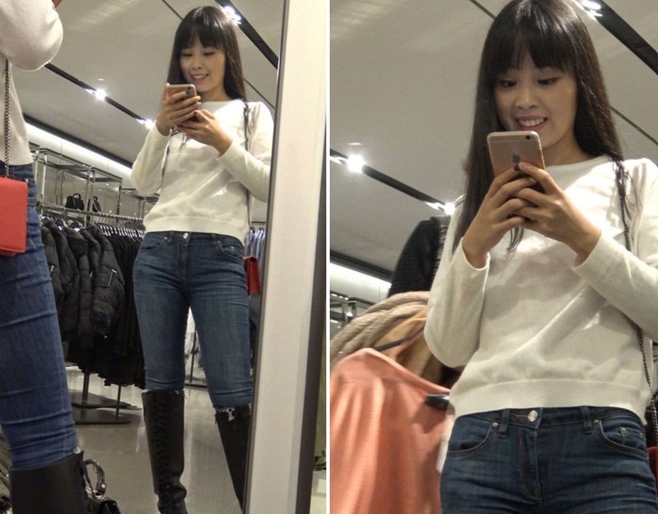 4k-服装店试衣服的紧身蓝牛街拍美女姐姐 [985 MB]