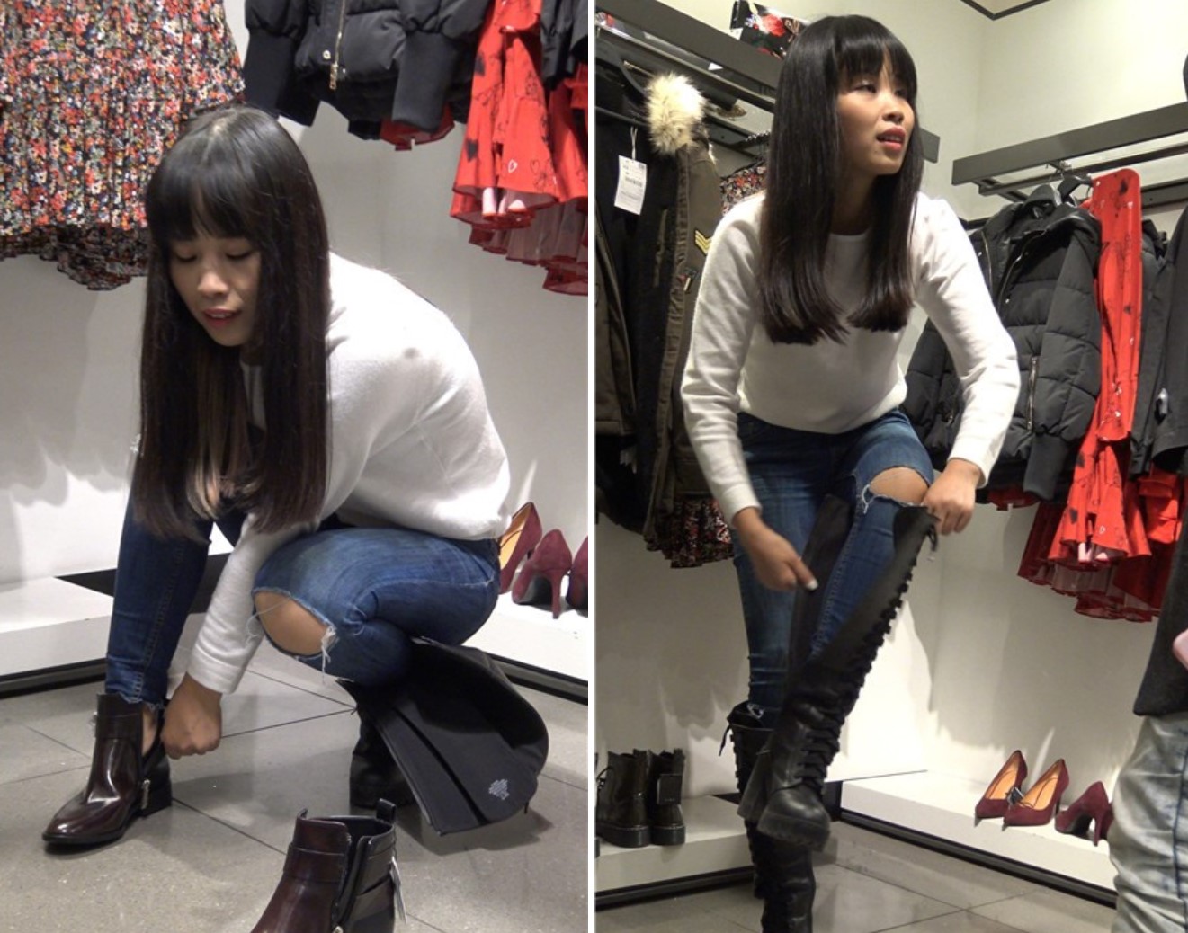 4K-试鞋的紧身蓝牛街拍美女第二集 [1.58 GB]