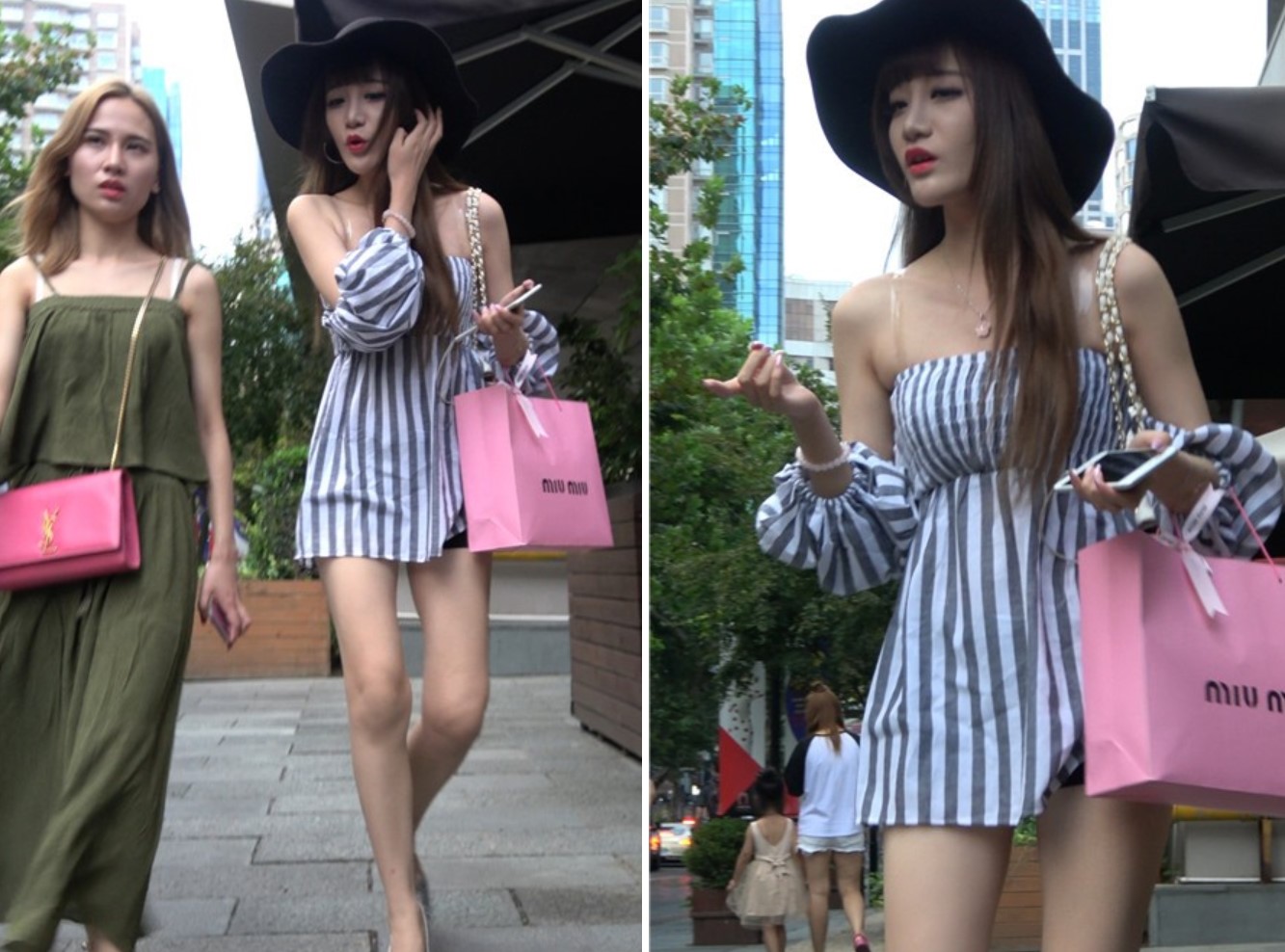 4K-大黑帽吊带衫高跟鞋街拍美腿性感美女 [1.41 GB]