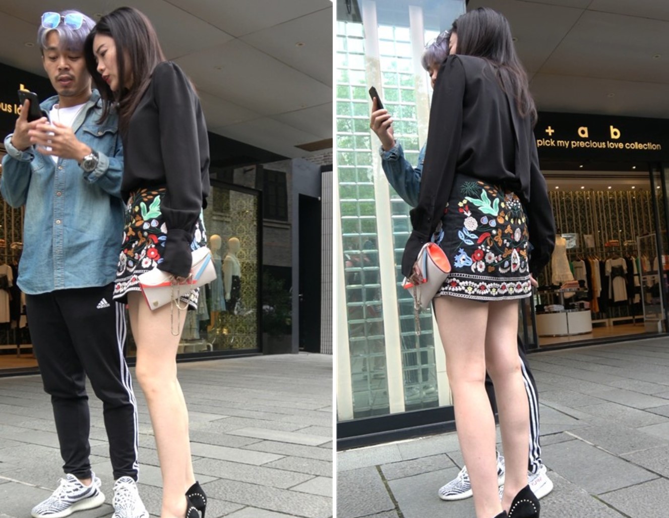 4K - 复古花裙街拍美腿肉丝袜高跟鞋极品女神美女 [1.02 GB]