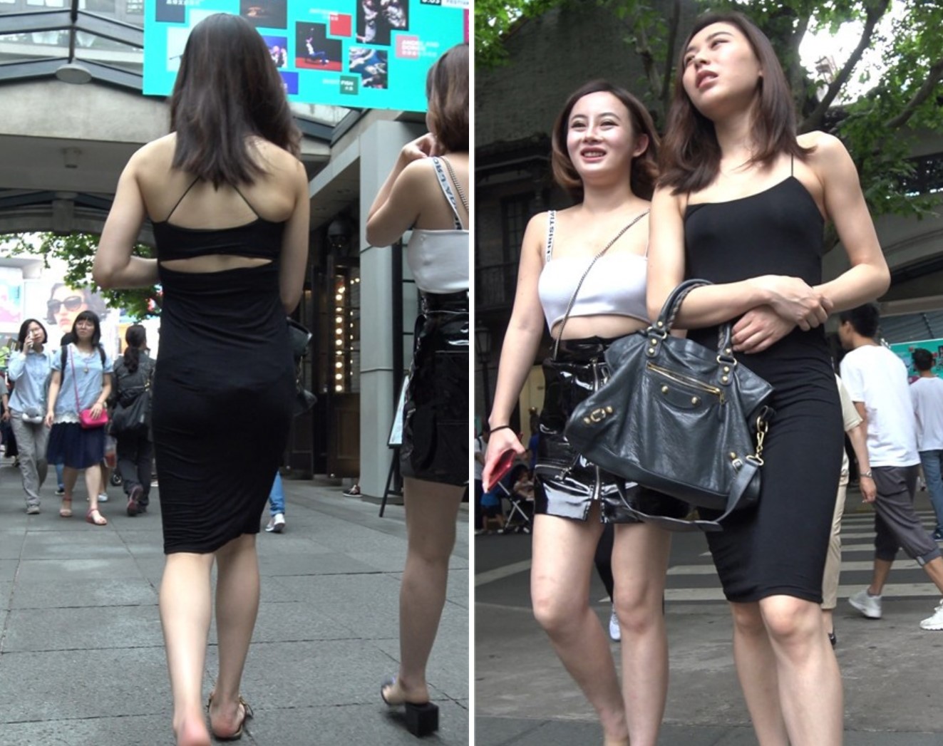 4K - 性感的包臀裙好身材街拍美女姐妹 [858 MB]