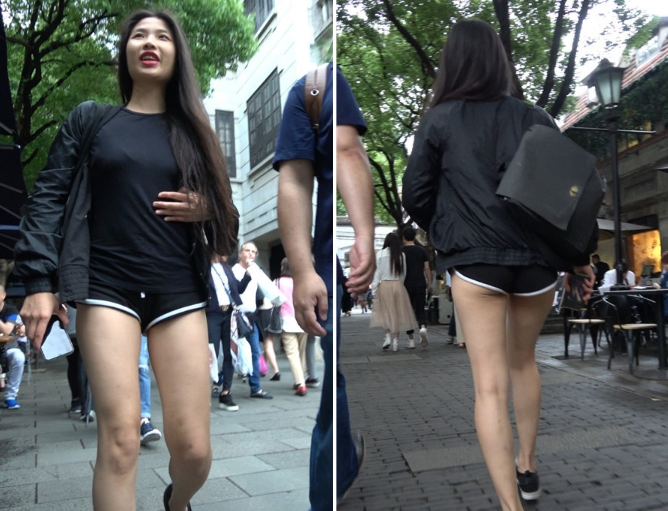 4K - 超短运动裤甜美笑容街拍美女姐姐 [1.27 GB]