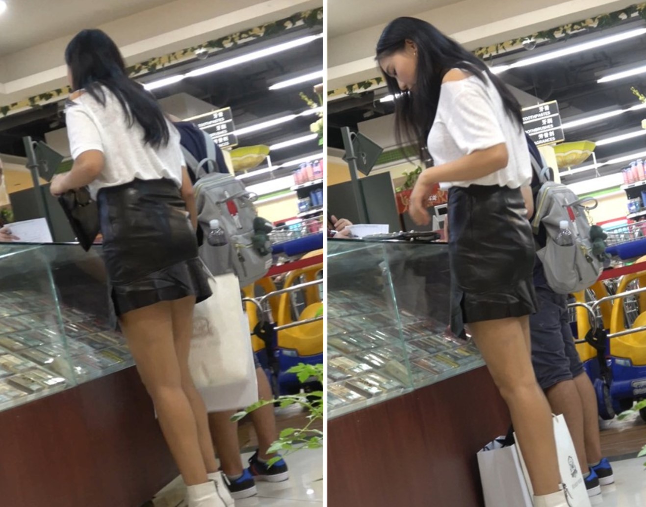 4K - 性感包臀皮裙街拍御姐大美女 [643 MB]