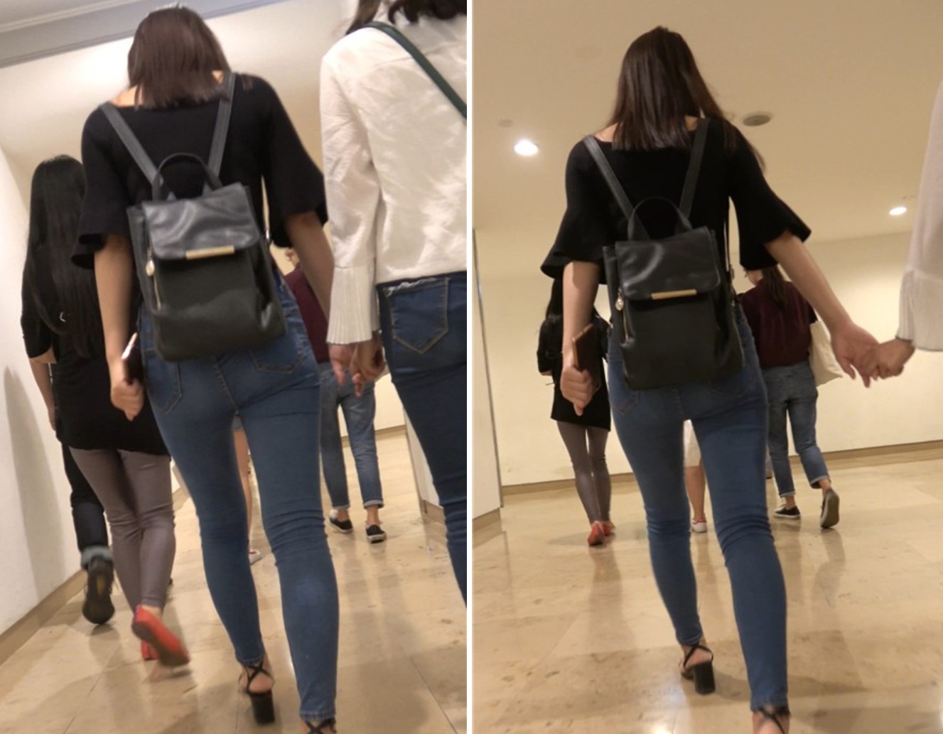 4K - 黑衣服紧身蓝牛街拍气质文静美女姐姐逛商场[0.97 GB]