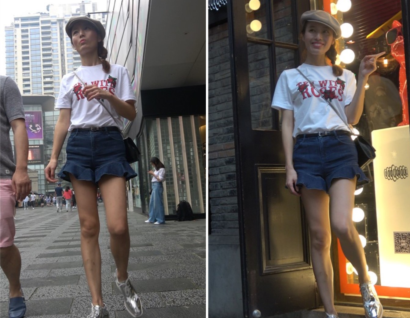 4K - 苗条细腿好身材街拍白T恤美女姐姐 [1.96 GB]