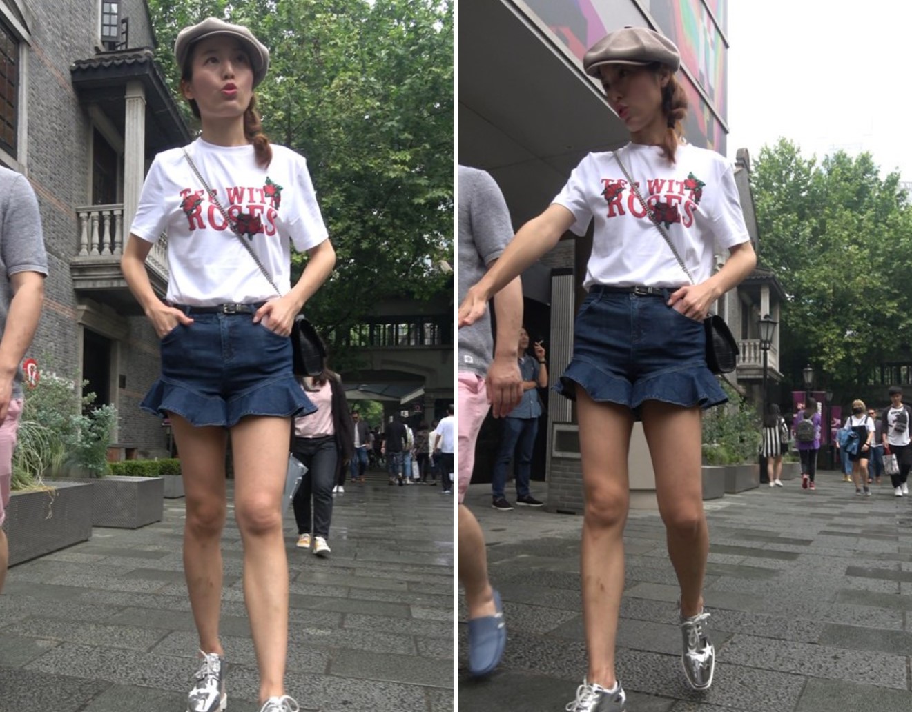 4K - 苗条细腿好身材街拍白T恤美女姐姐 [1.96 GB]