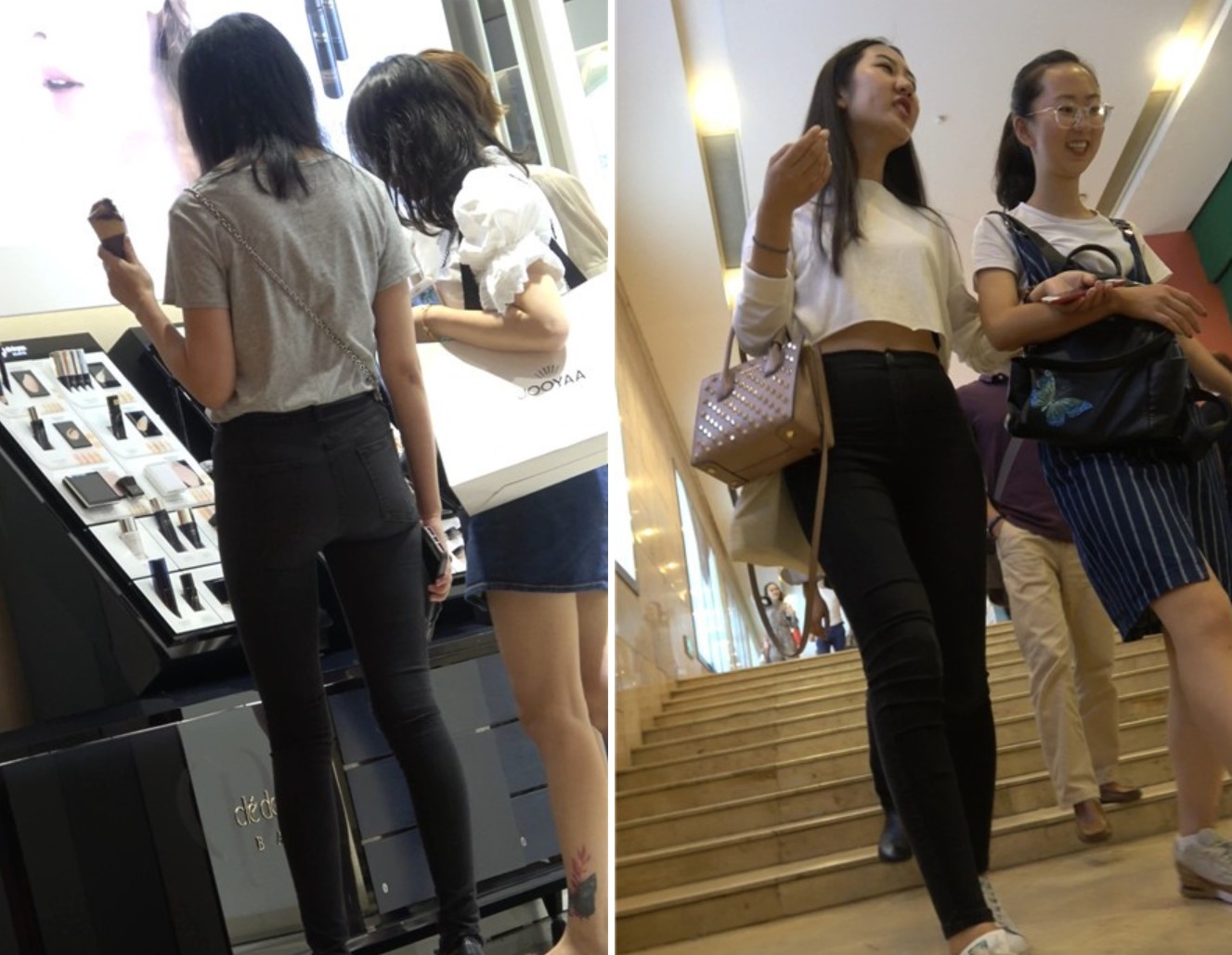 4K - 跟姐妹逛商场的超紧身裤街拍圆臀美女 [1.36 GB]