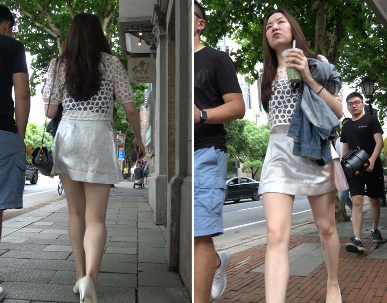 4K - 超性感白裙街拍御姐范高跟鞋美女 [1.54 GB]