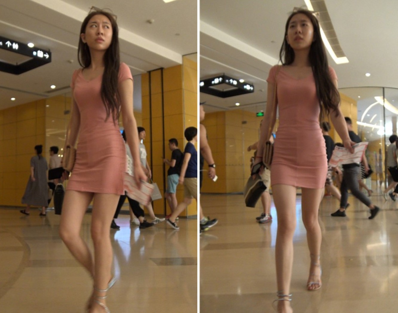 4K - 超级性感粉色包臀裙街拍苗条身材美女第二集[824 MB]