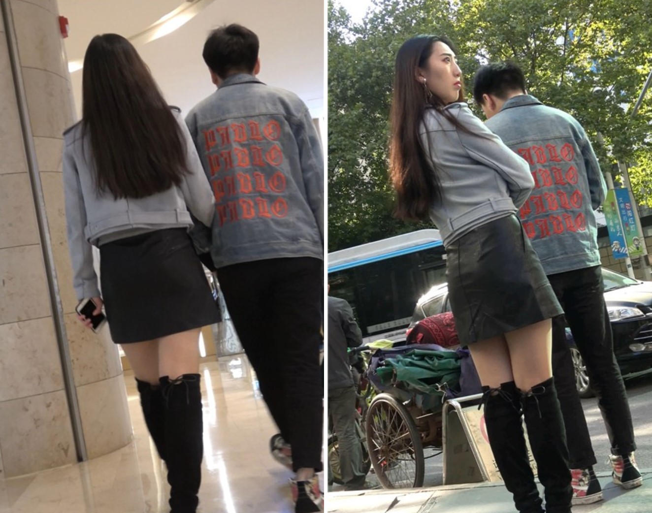 4K - 长筒靴皮裙气质街拍魅力身材极品女神姐姐 [928 MB]