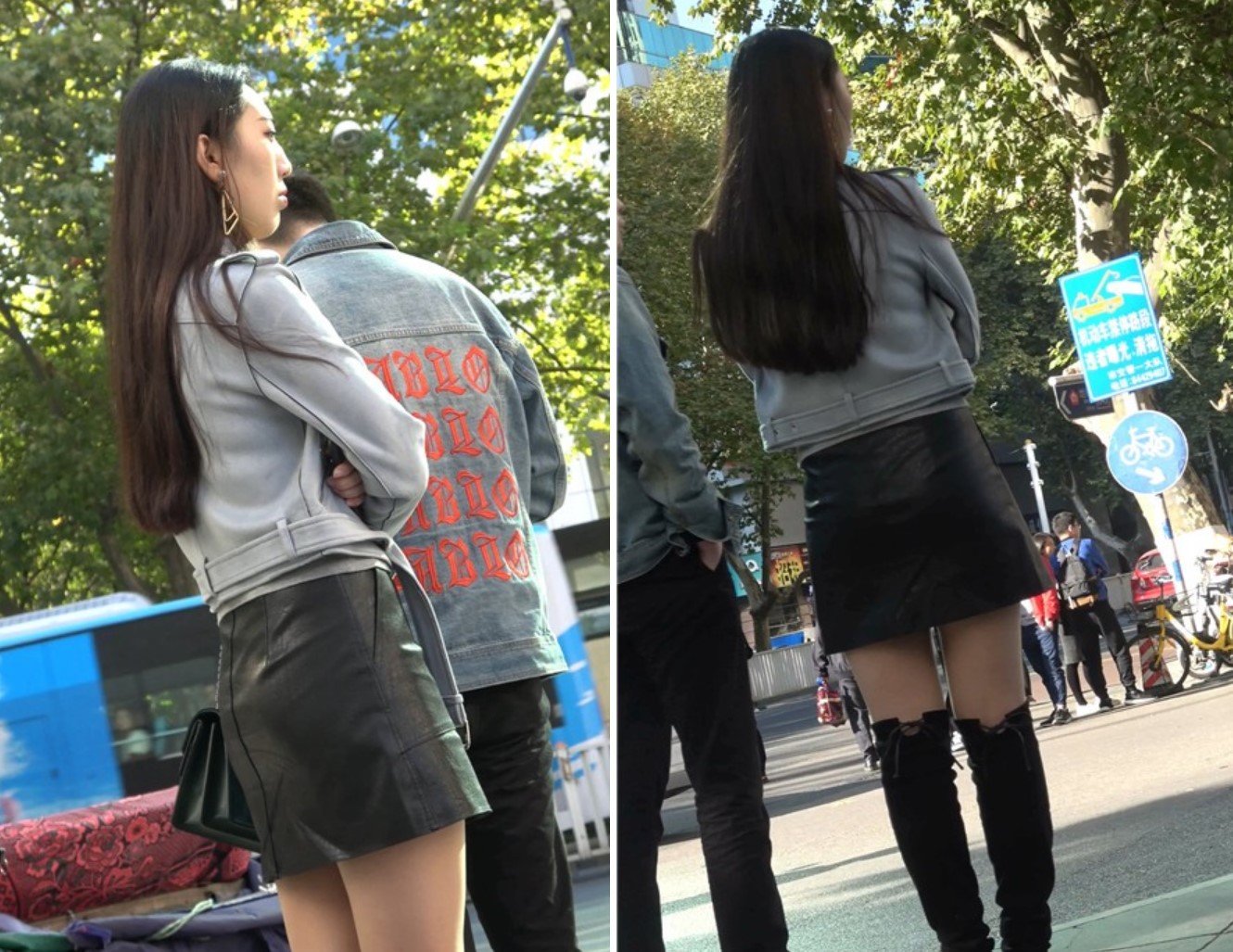 4K - 长筒靴皮裙气质街拍魅力身材极品女神姐姐 [928 MB]