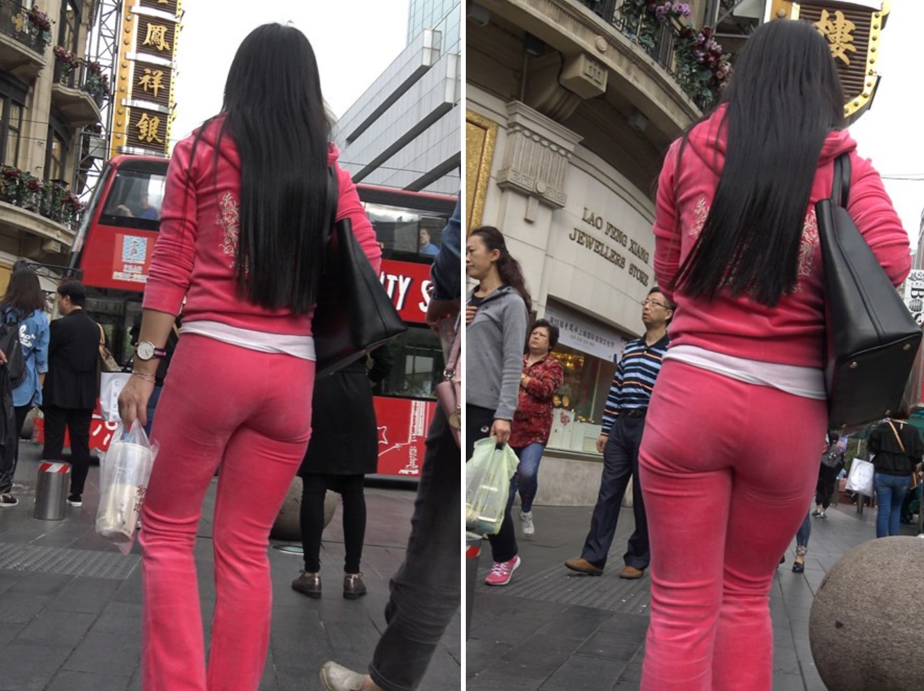 4K - 极度诱惑粉色紧身运动套装街拍气质美臀美女 [813 MB]