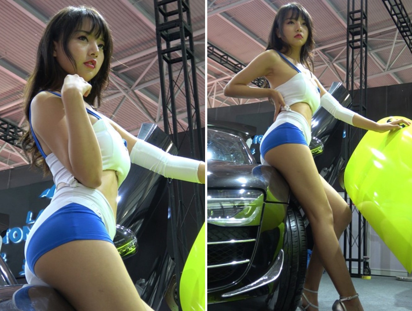 4K - 甜美小清新紧身短衣短裤街拍美女车模第二集 [1.22 GB]