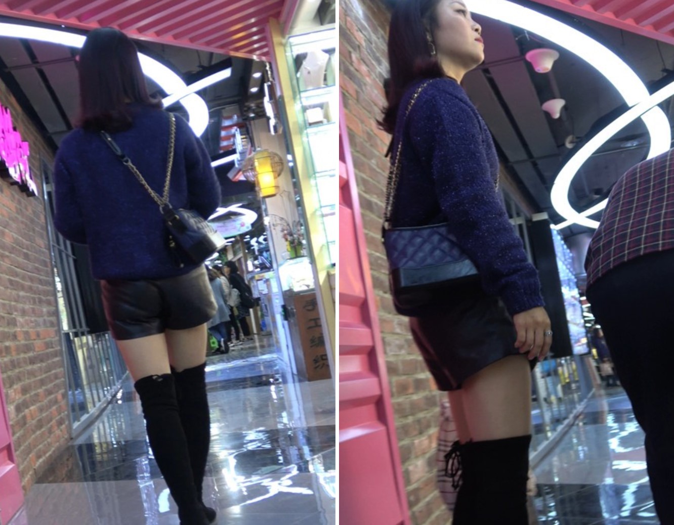 4K-街拍长筒靴露大腿短热裤美女逛商场 [922 MB]