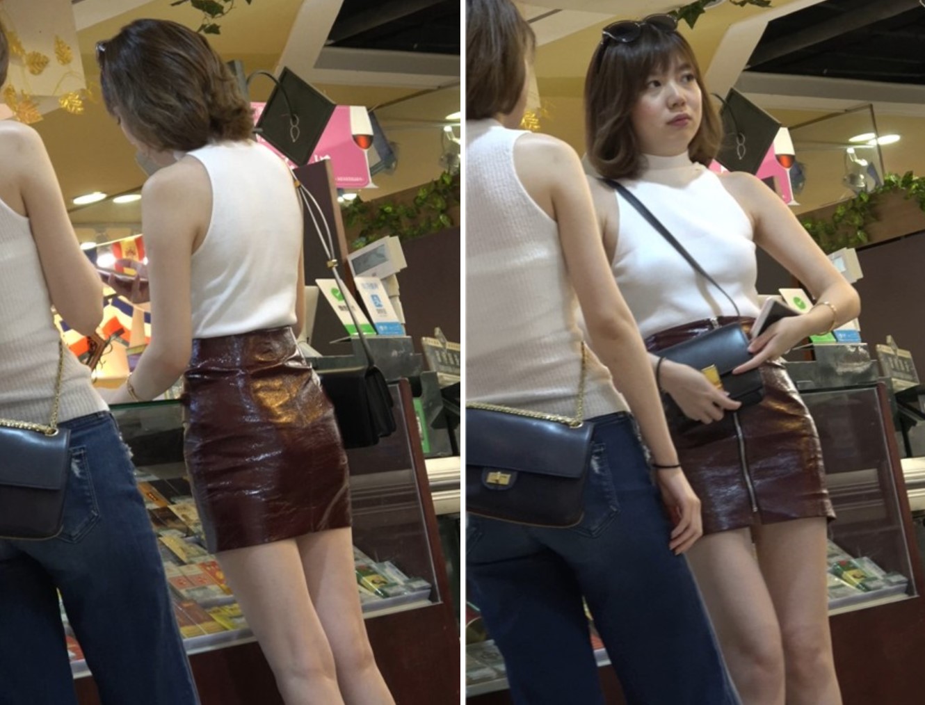 4K-极品白皙美腿棕色包臀裙天生丽质高跟鞋街拍美女 [1.42 GB]