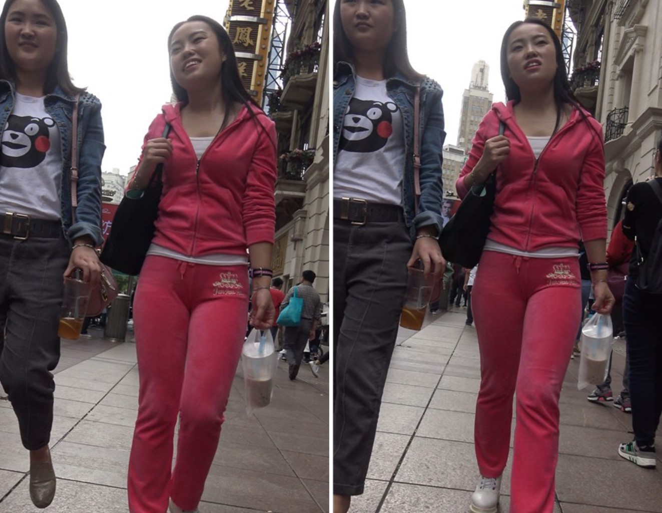 4K-粉红色套装很有韵味的街拍美女第二集 [777 MB]