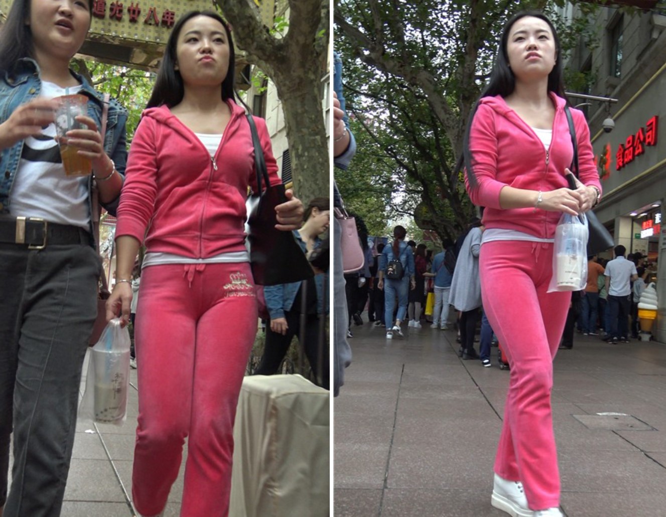 4K-粉红色套装很有韵味的街拍美女第二集 [777 MB]