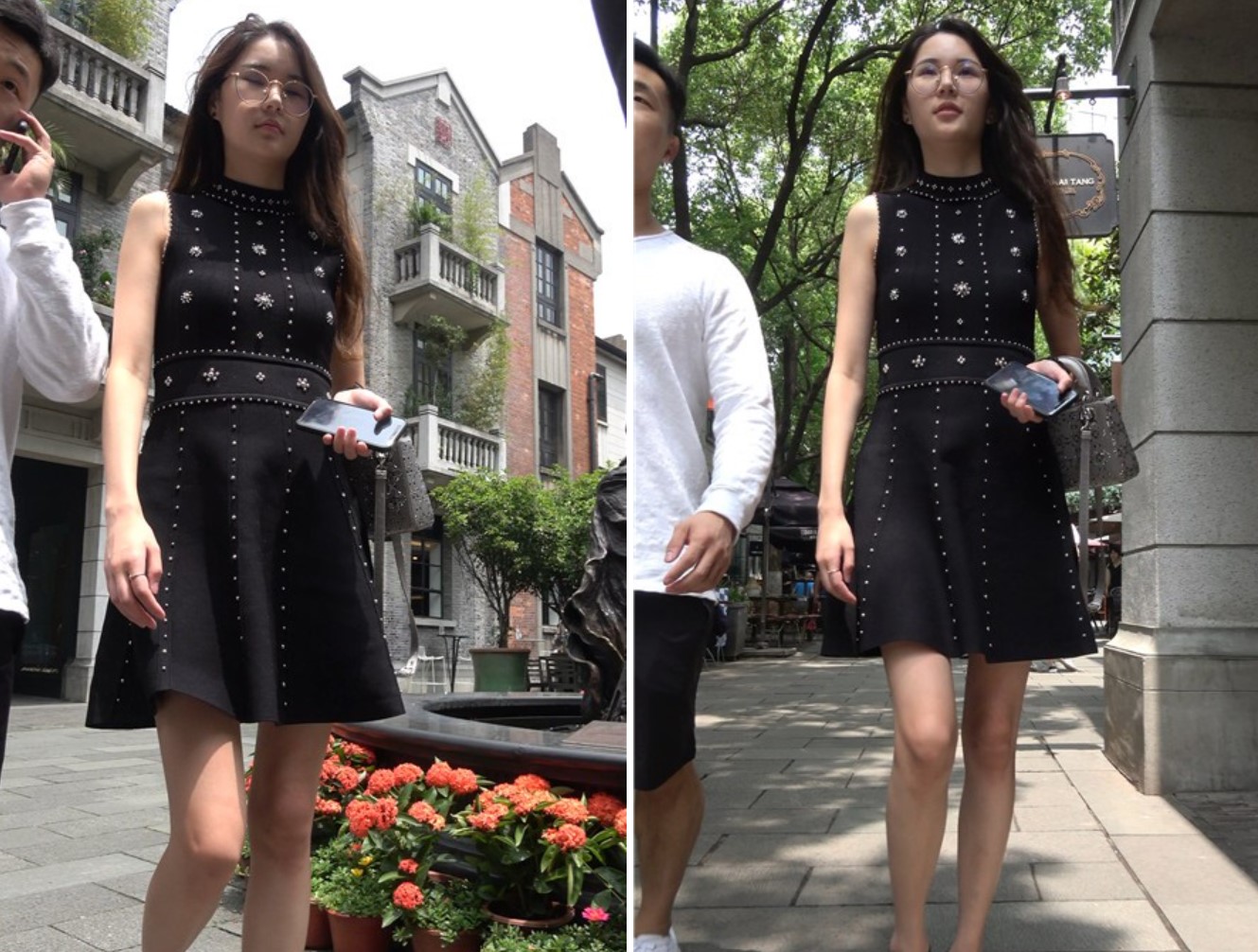 4K-黑色连衣裙极品气质性感街拍大美女 [606 MB]