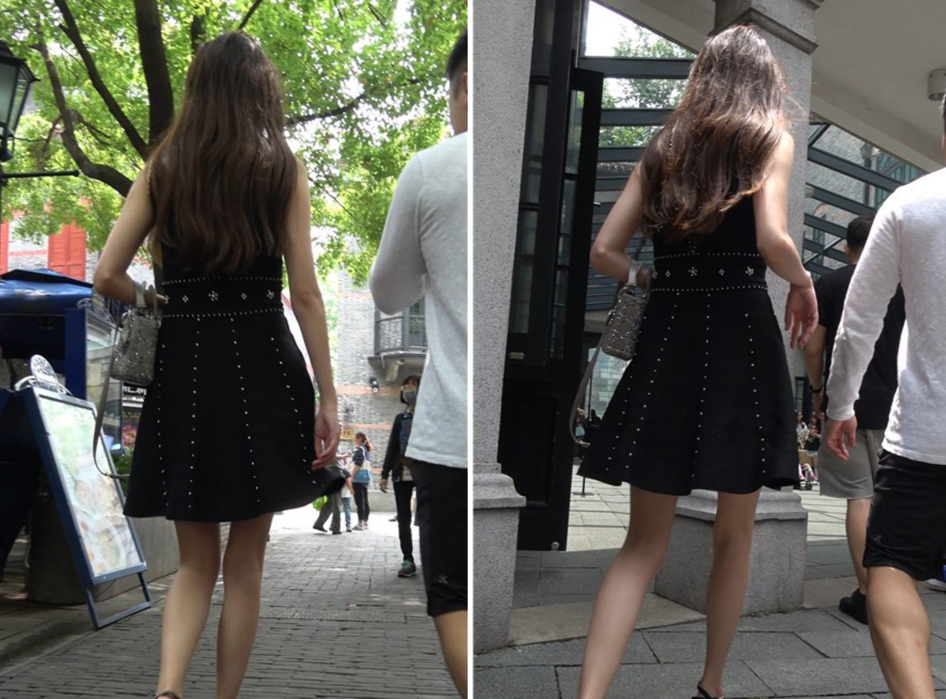 4K-黑色连衣裙极品气质性感街拍大美女 [606 MB]