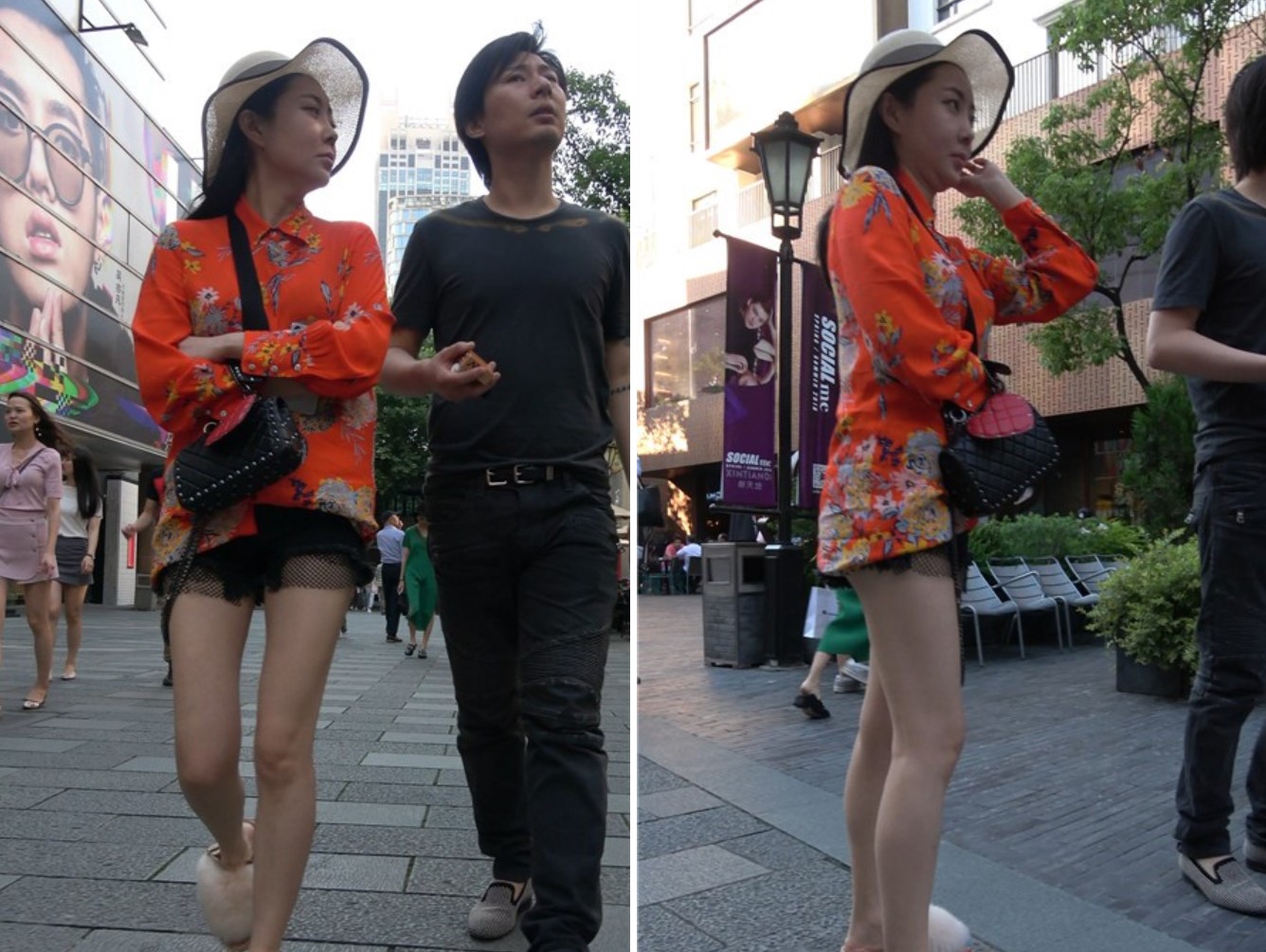 4K 橙色花衣服太阳帽漂亮美女姐姐 [510 MB]