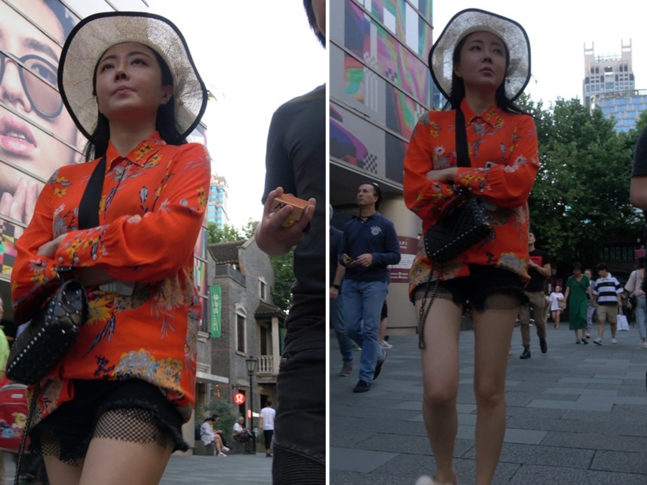 4K 橙色花衣服太阳帽漂亮美女姐姐 [510 MB]