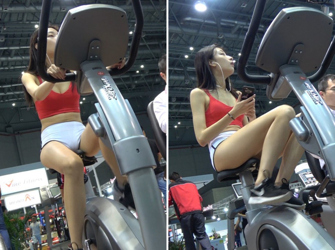 4K动感单车上紧身白短裤运动美女 [892 MB]