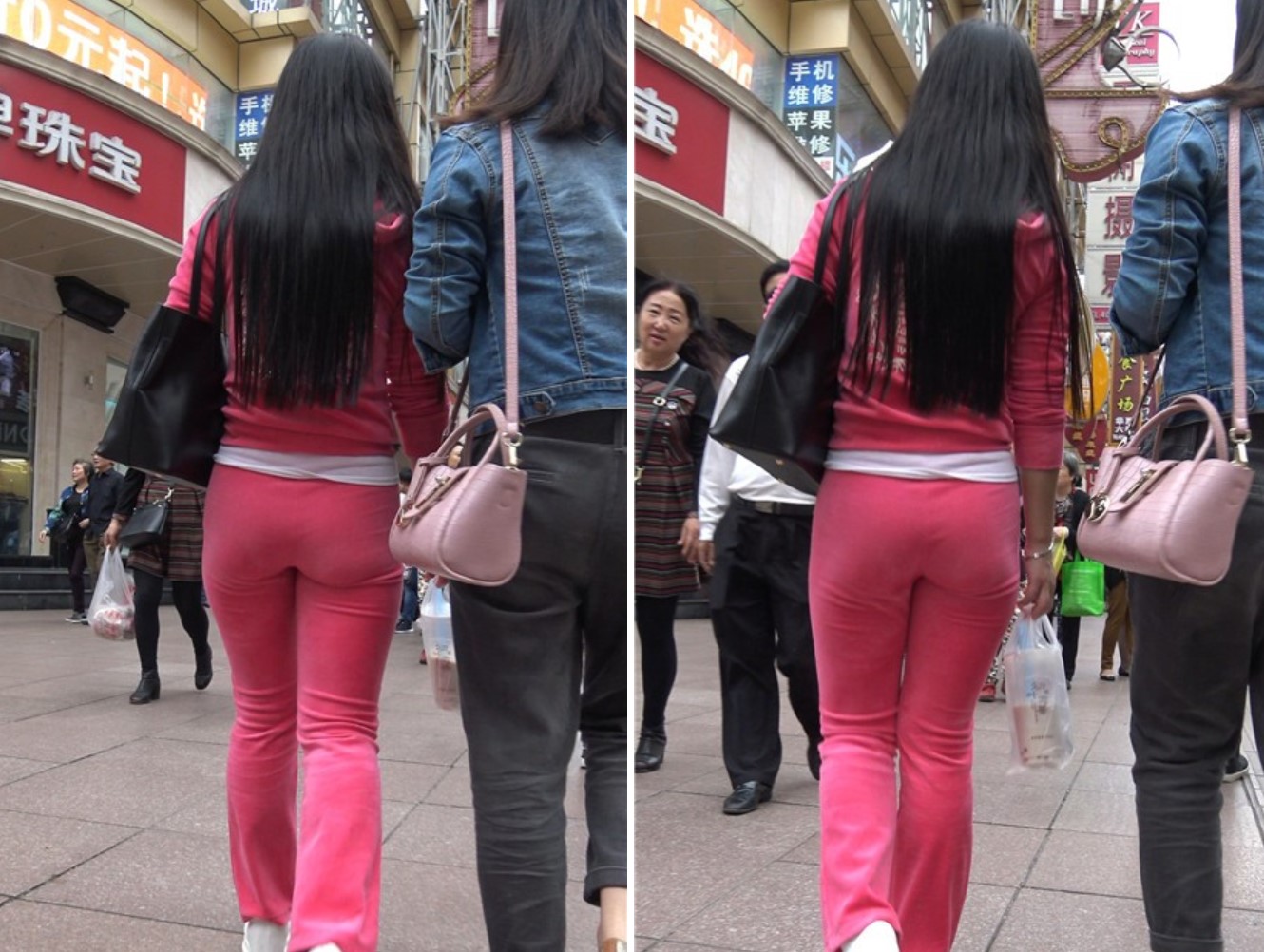 4K粉色运动套装知性街拍美女姐姐第三集 [901 MB]