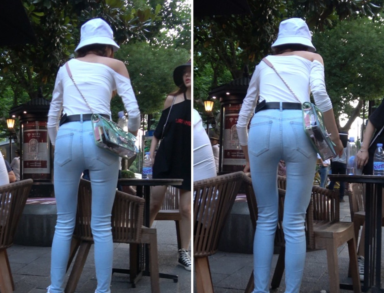 4K破洞紧身蓝牛白帽麻花辫小姐姐颜值超高 [590 MB]