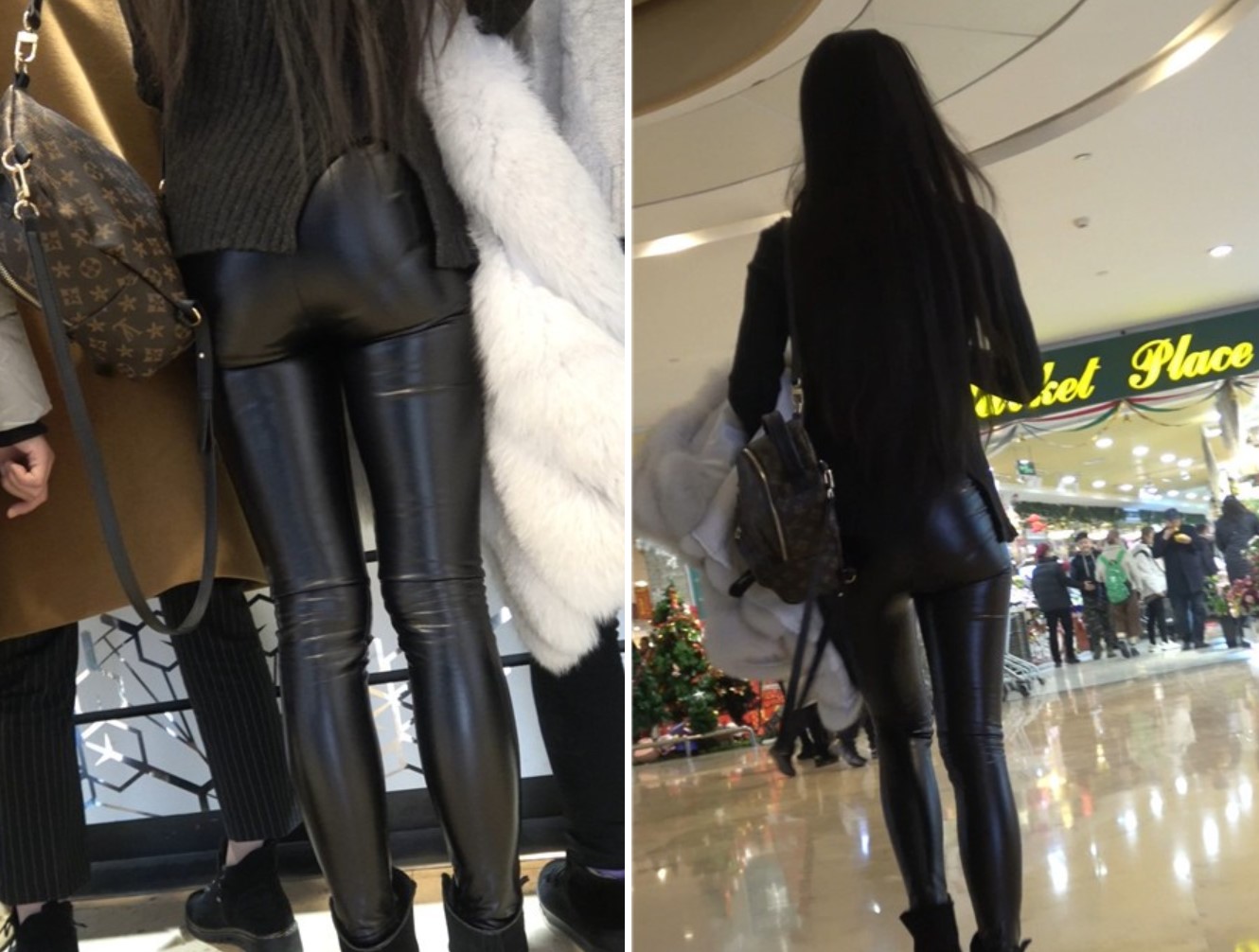 4K黑色毛衣紧身皮裤街拍美臀MM [719 MB]