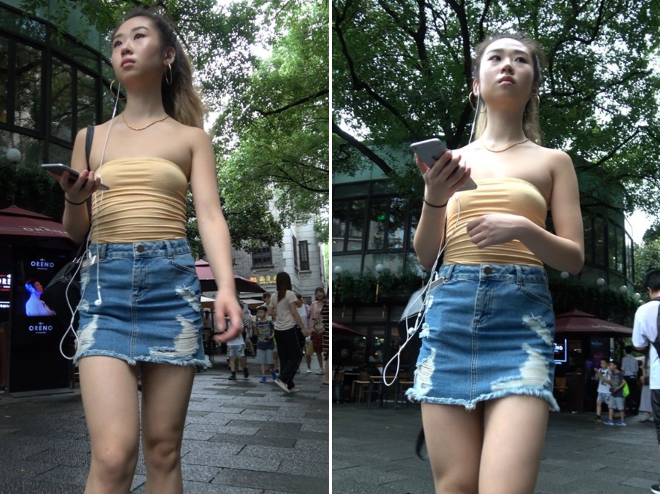 4K性感抹胸牛仔裙气质马尾辫街拍美女 [1.33 GB]