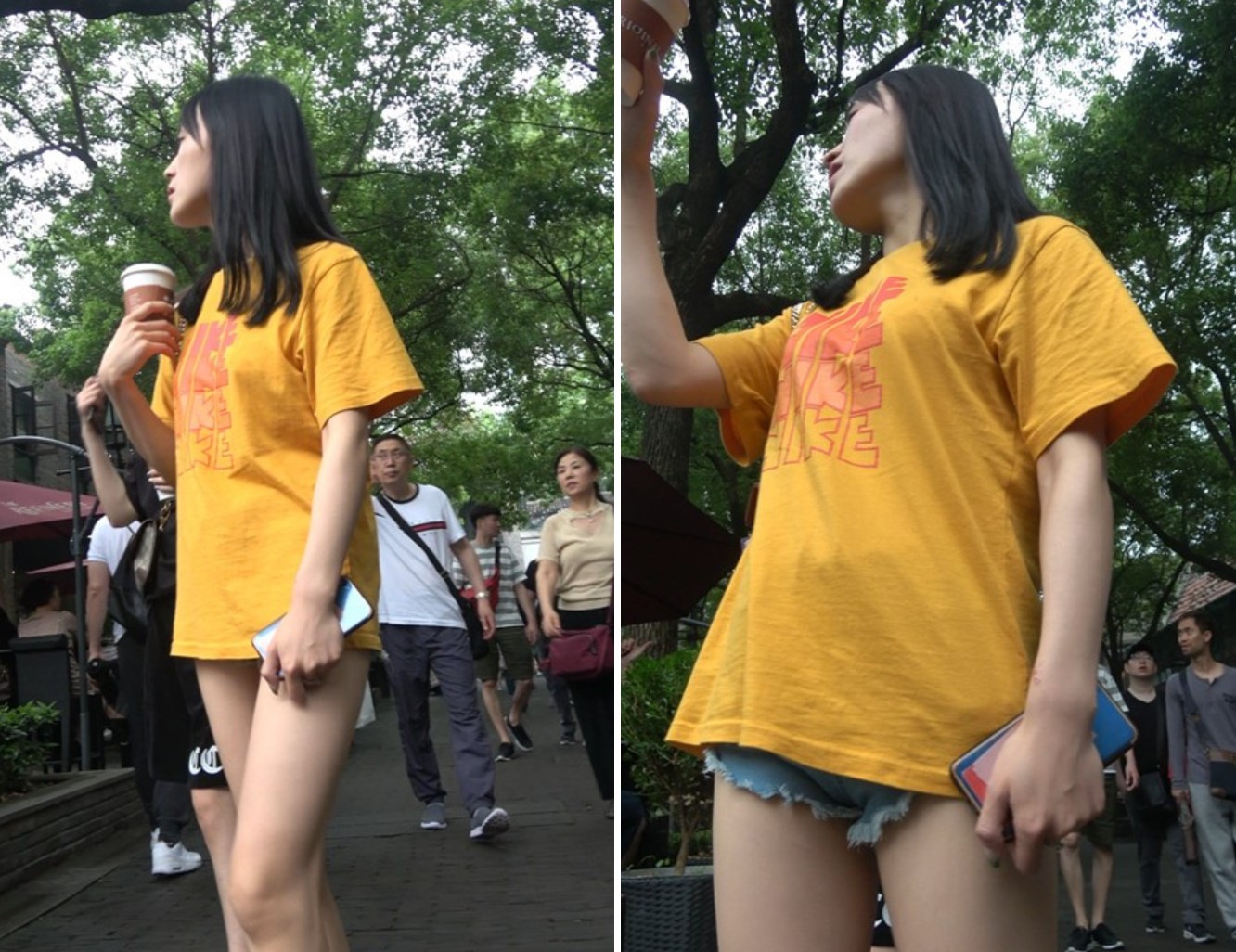 黄T恤超短牛仔月牙臀街拍MM [1.15 GB]