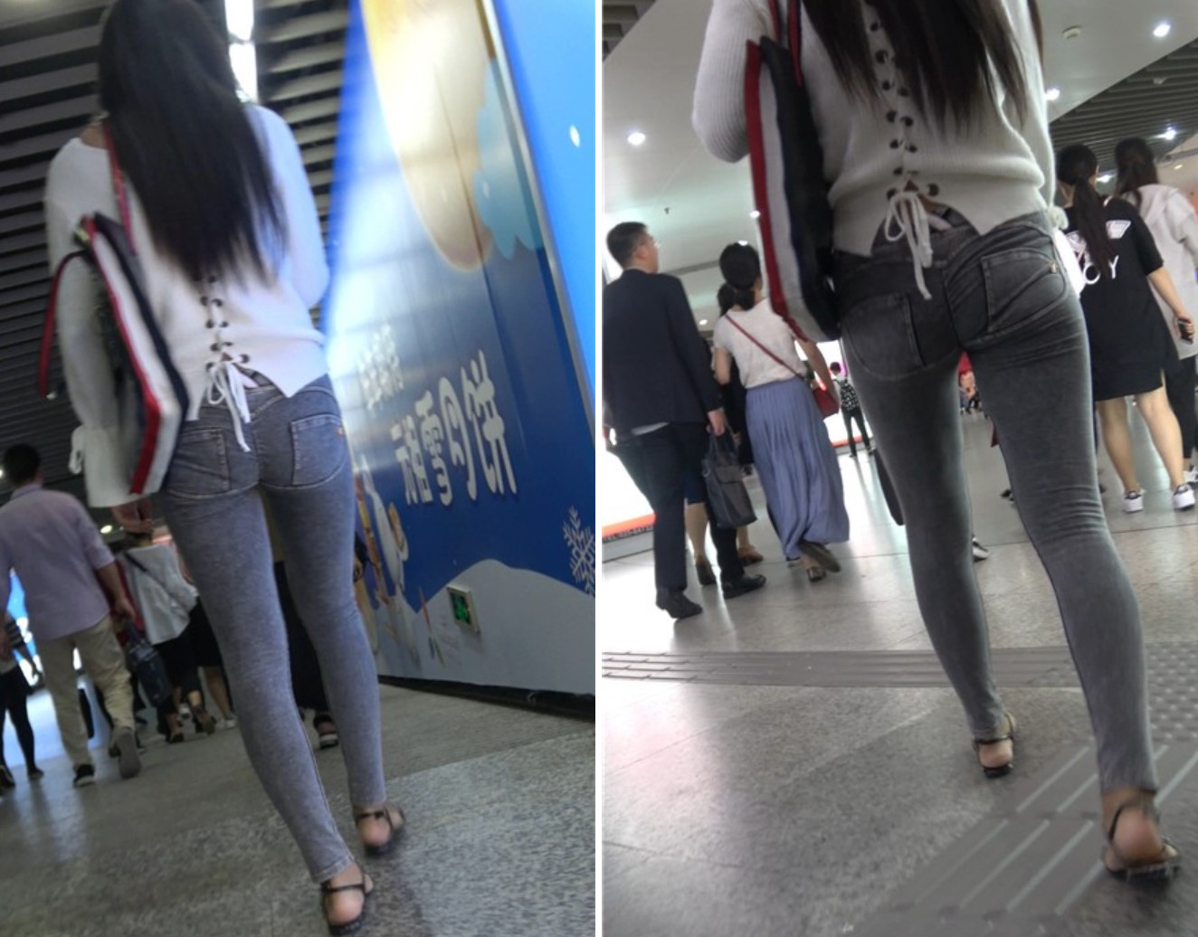 街拍紧身牛仔裤美女，个顶个的紧。 [1.14 GB]