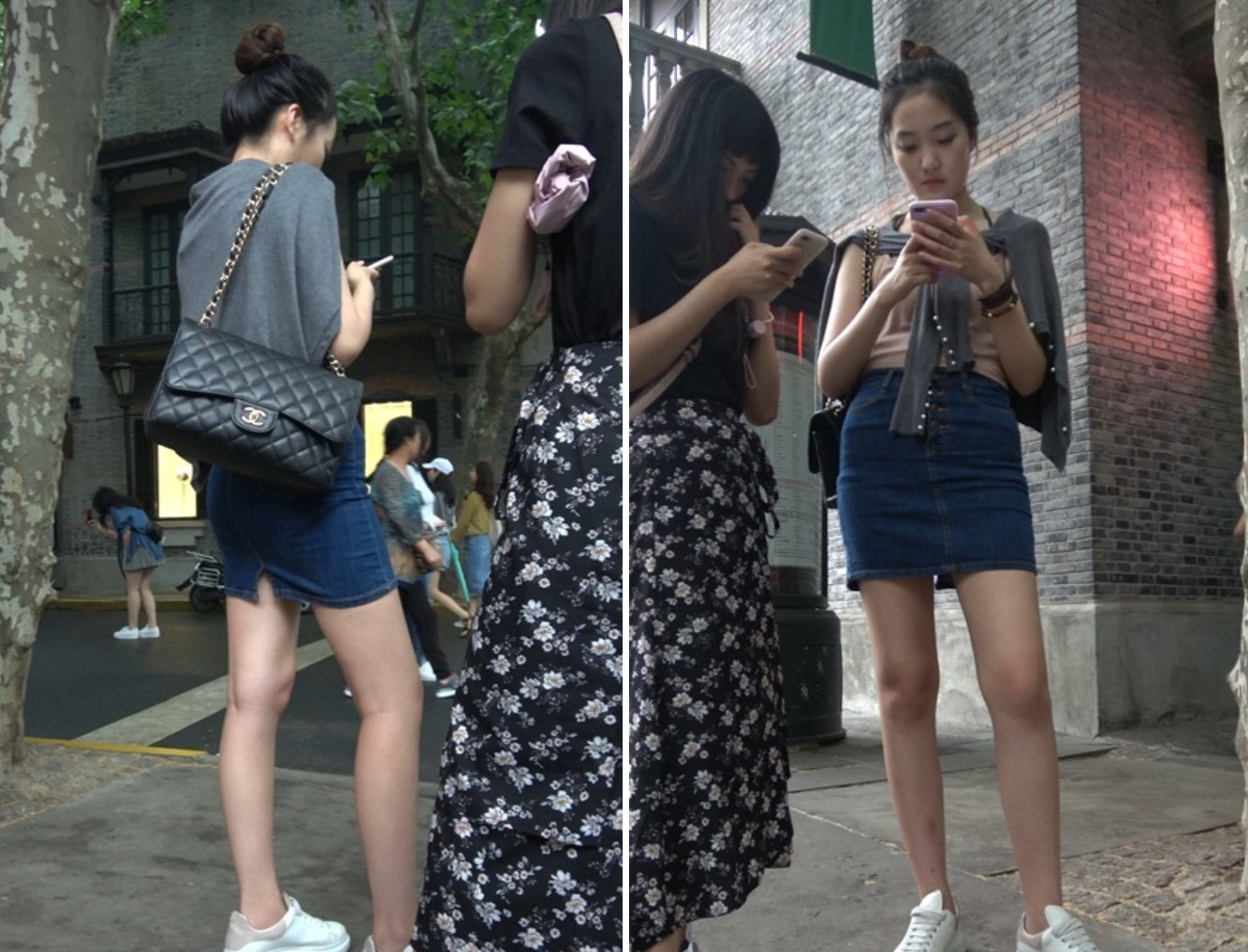 街拍丸子头紧身牛仔裙有范的美女姐姐 [1.34 GB]