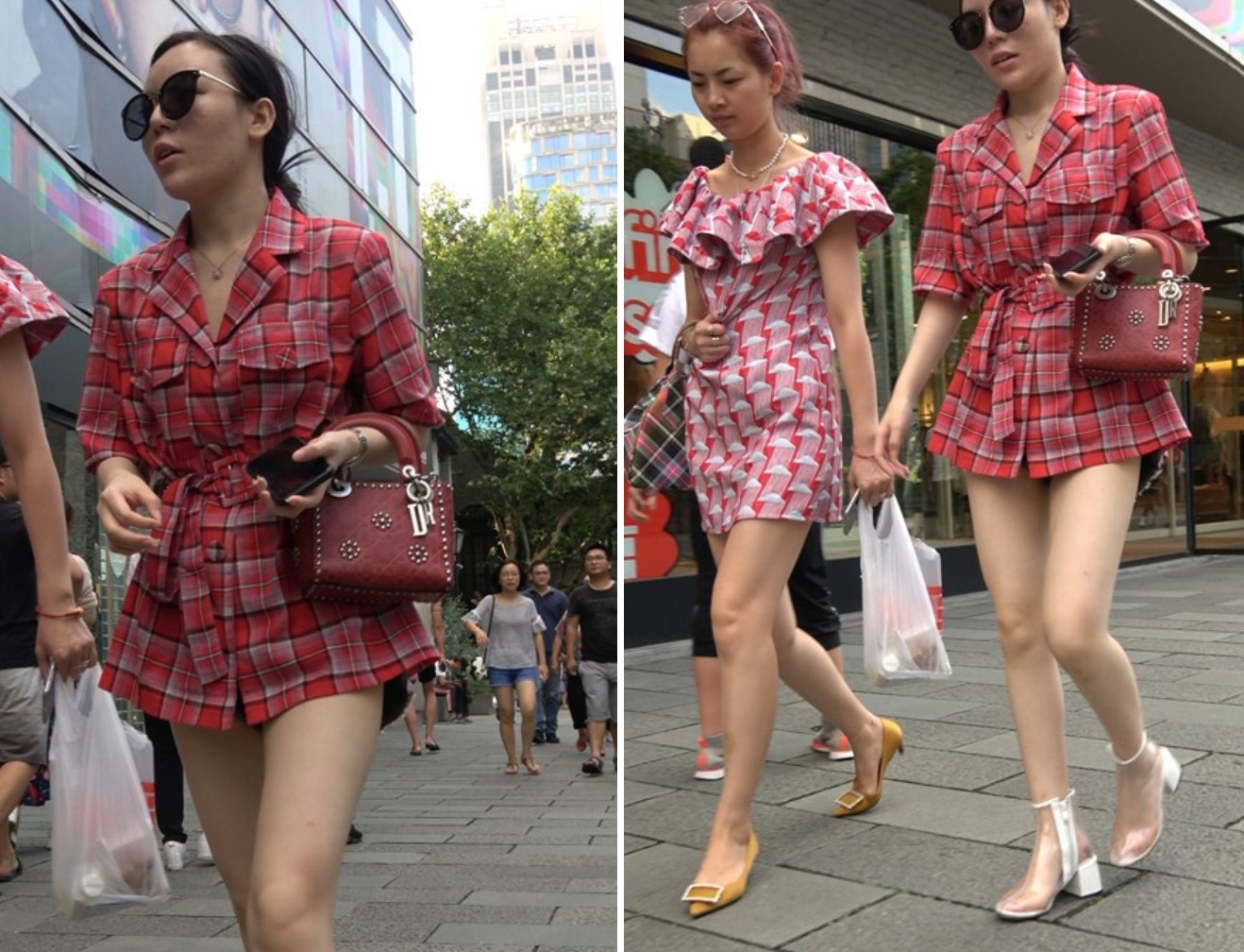 性感牛仔热裤花衬衫街拍美腿美女 [607 MB]