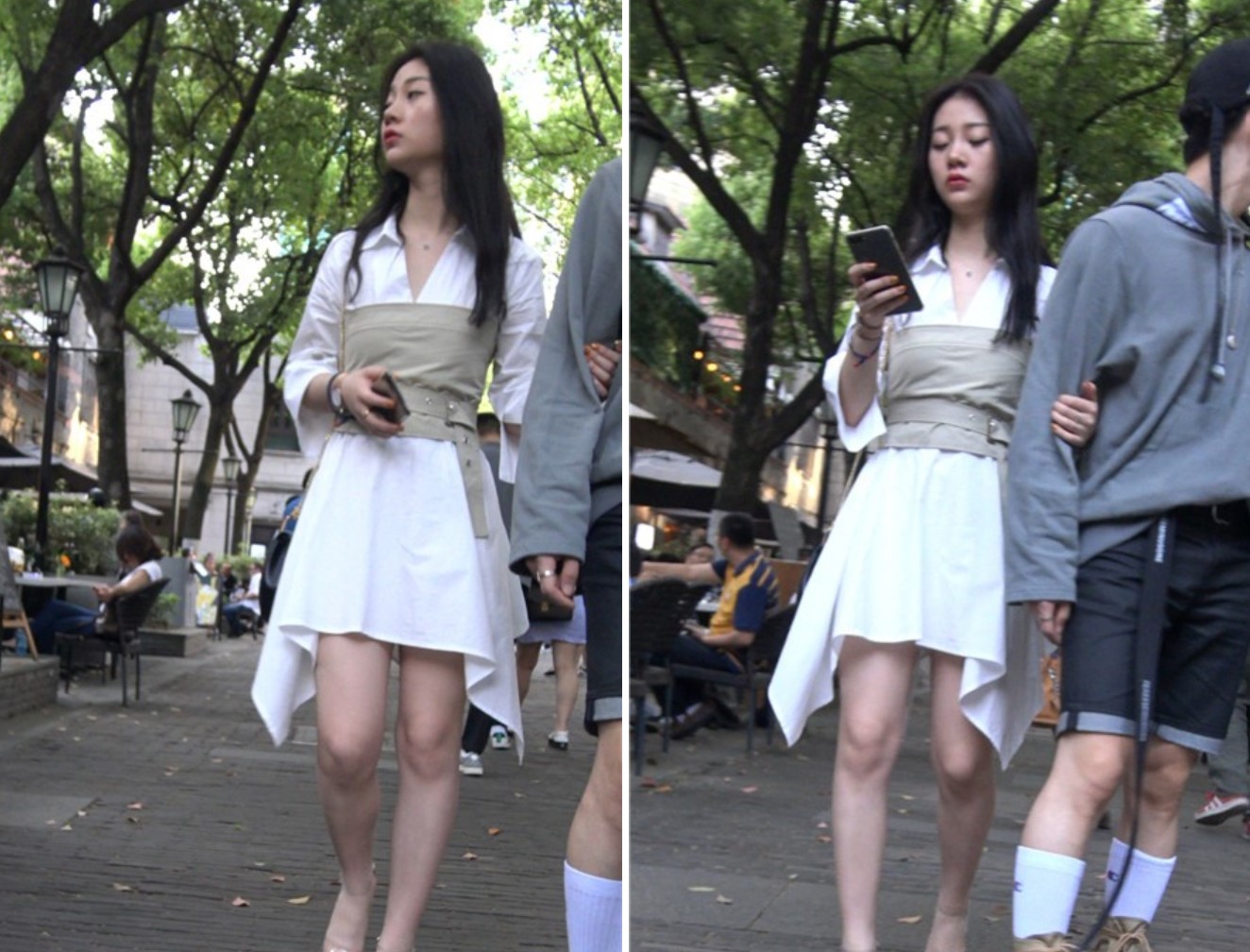 白色连衣裙性感凉高跟街拍美女 [1.18 GB]